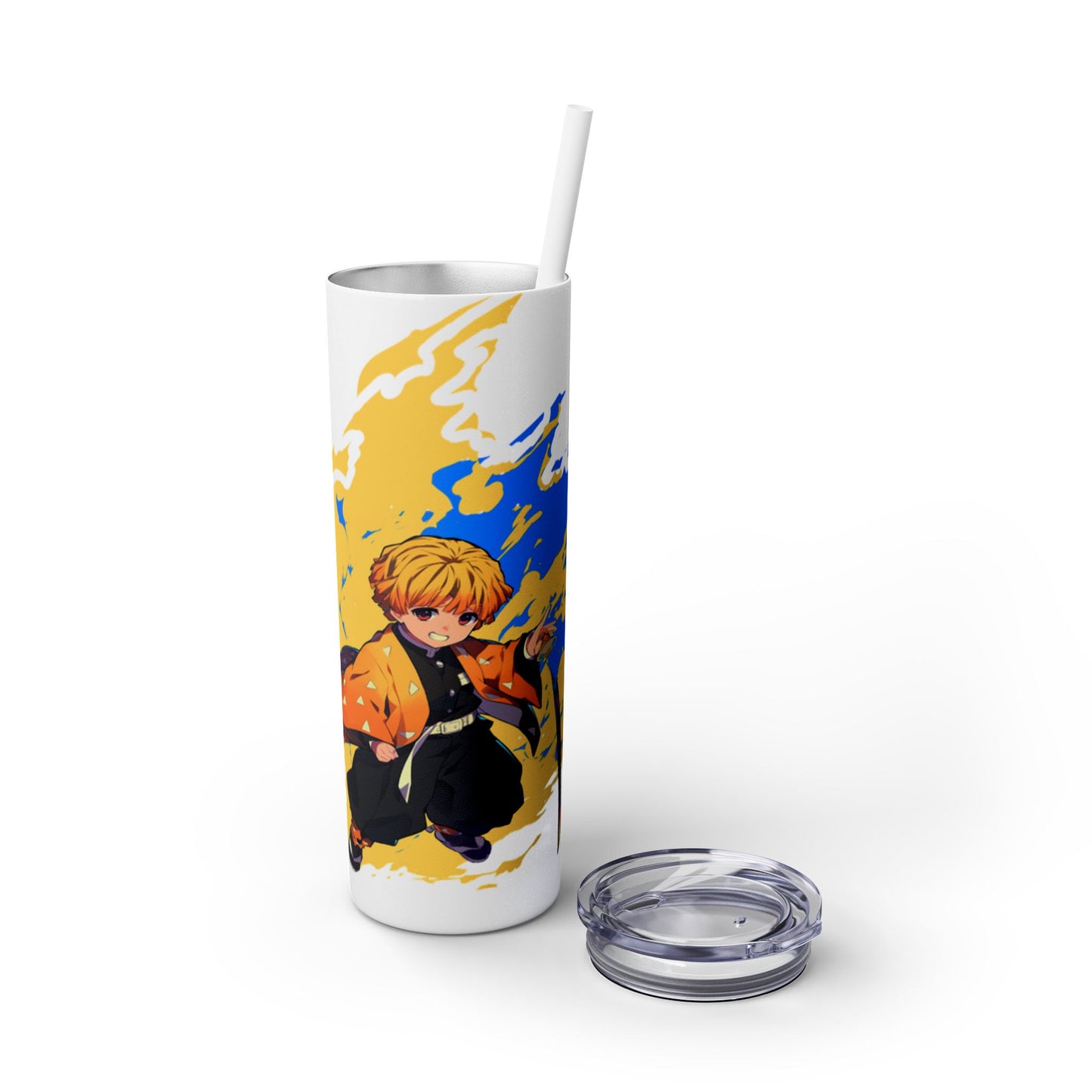 Demon slayer zenitsu Skinny Tumbler with Straw, 20oz