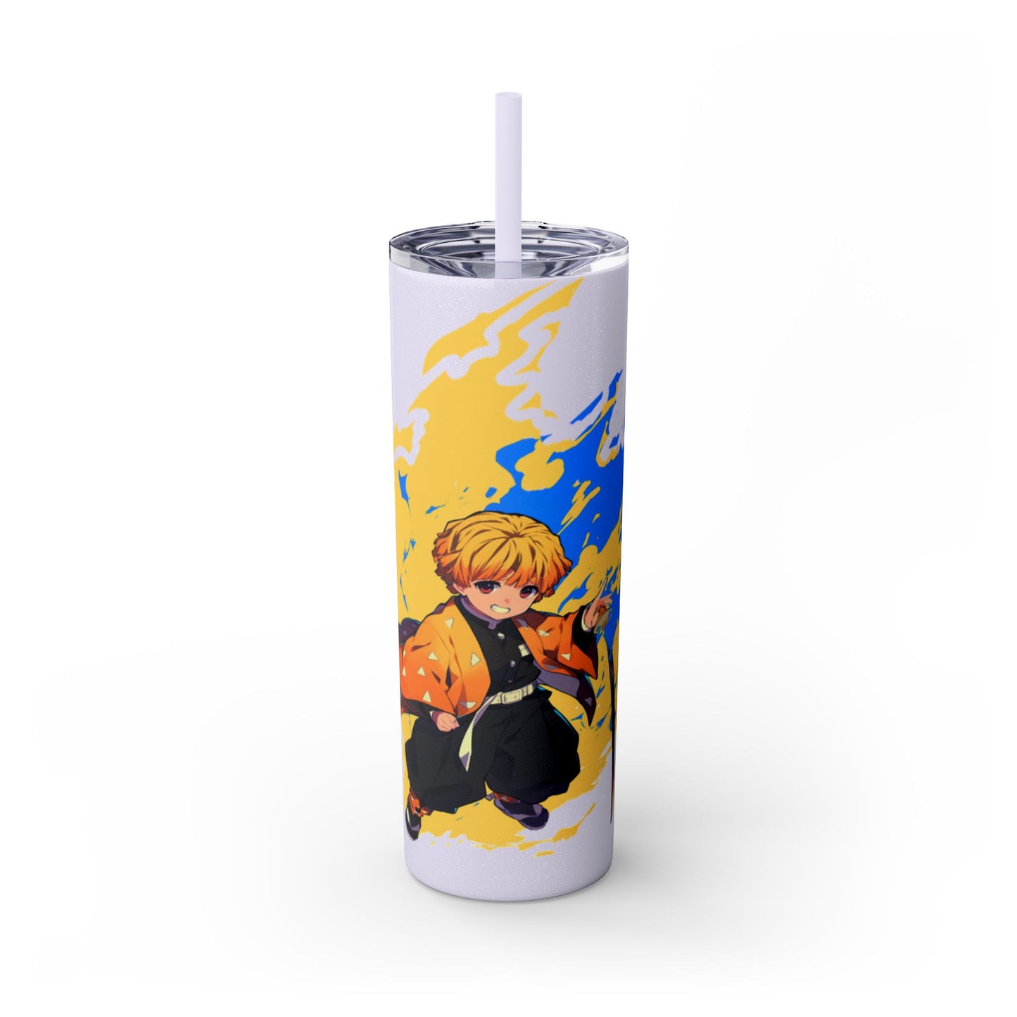 Demon slayer zenitsu Skinny Tumbler with Straw, 20oz