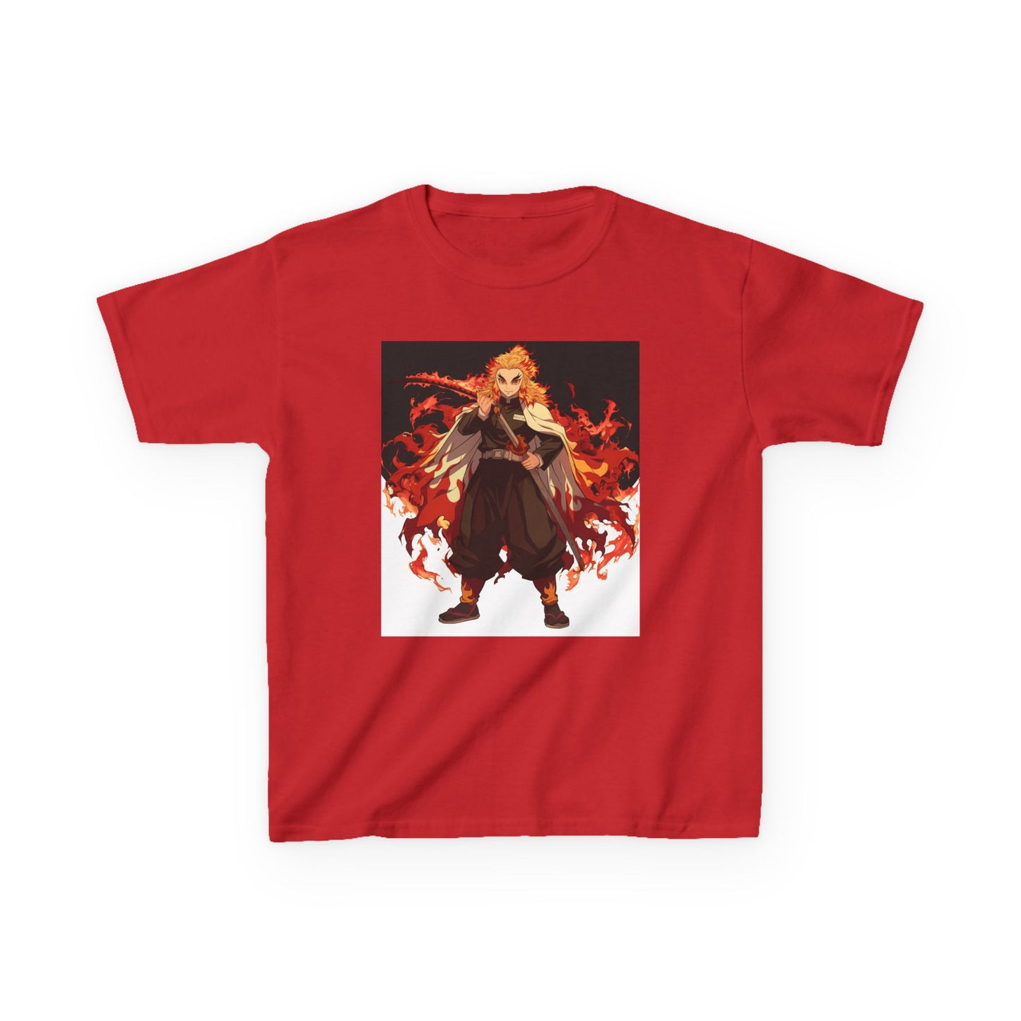 Kids Heavy Cotton™ Tee - Fiery Hero Design with Japanese Kanji