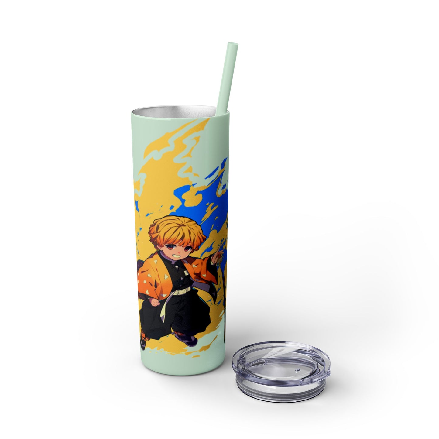 Demon slayer zenitsu Skinny Tumbler with Straw, 20oz