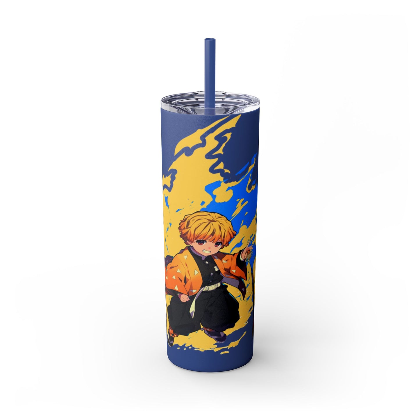 Demon slayer zenitsu Skinny Tumbler with Straw, 20oz