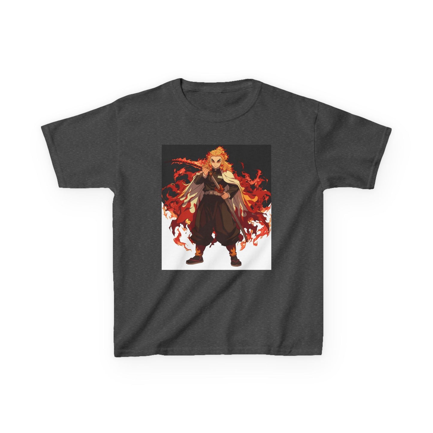 Kids Heavy Cotton™ Tee - Fiery Hero Design with Japanese Kanji