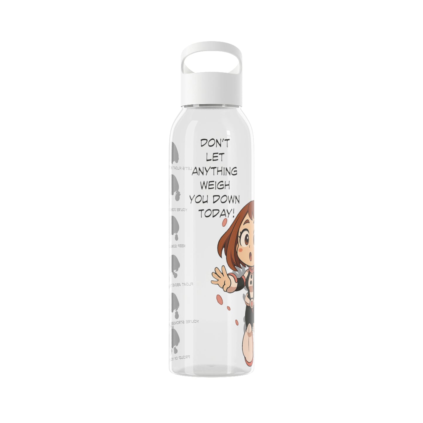 Motivational Sky Water Bottle - Inspirational Fitness Hydration, Gift for Athletes, Gym, Water Tracker, Cute Character Design