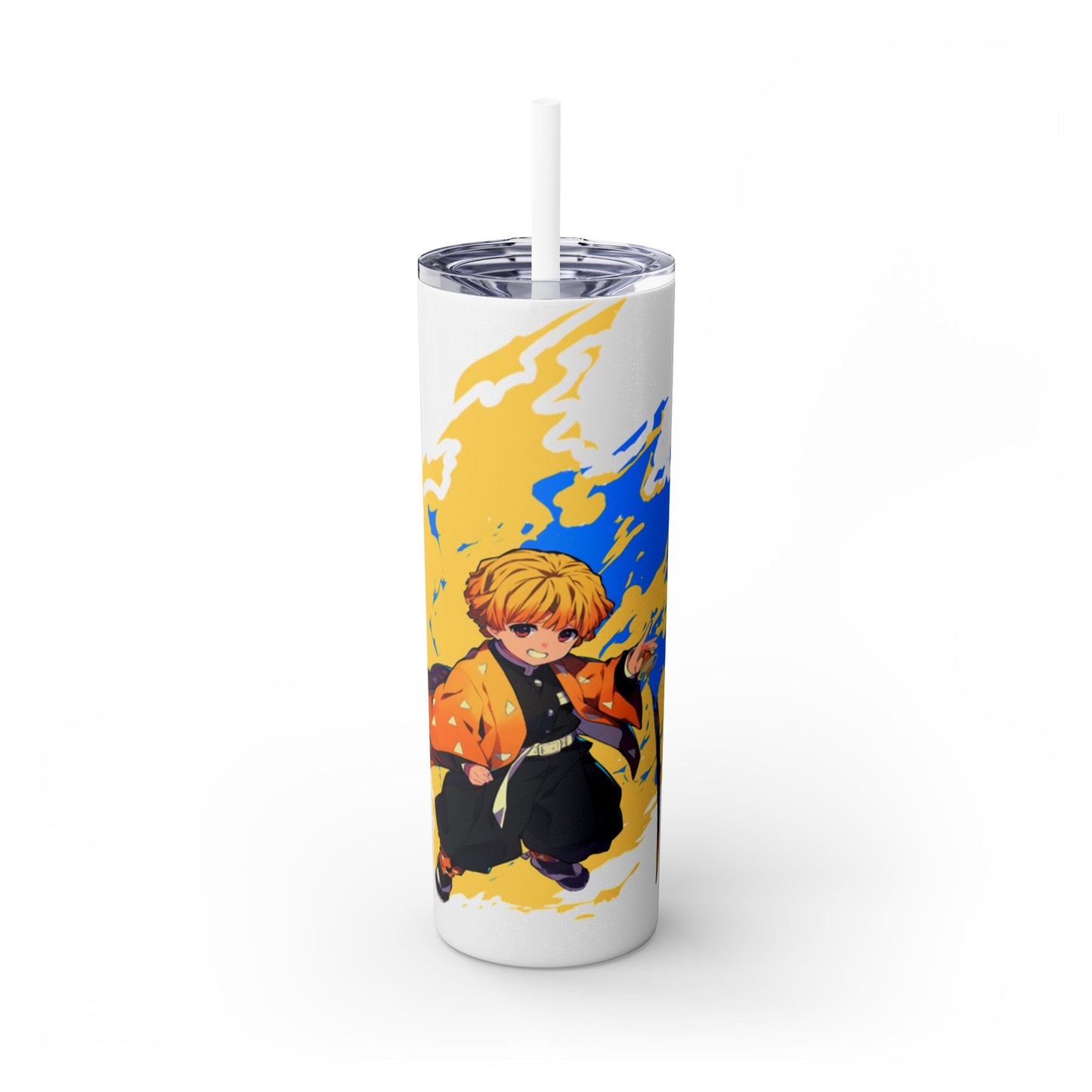 Demon slayer zenitsu Skinny Tumbler with Straw, 20oz