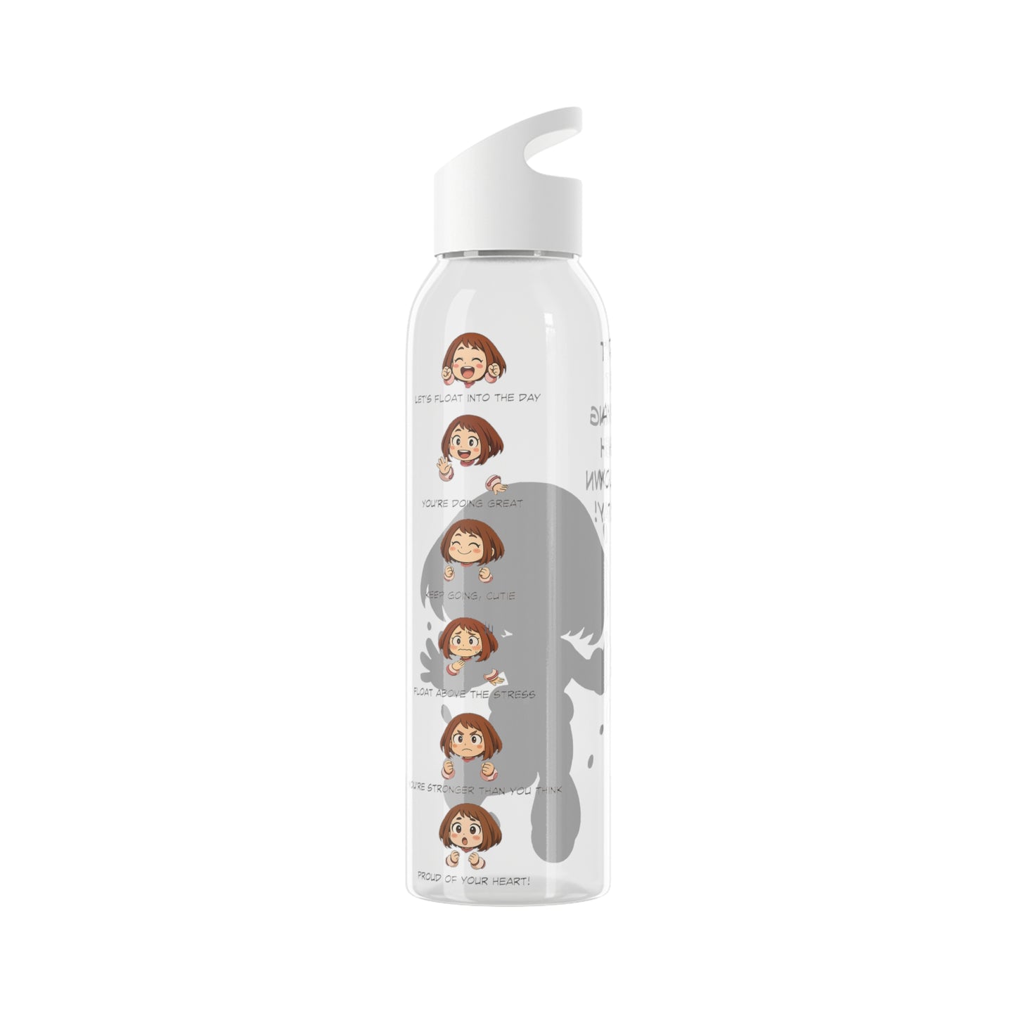 Motivational Sky Water Bottle - Inspirational Fitness Hydration, Gift for Athletes, Gym, Water Tracker, Cute Character Design