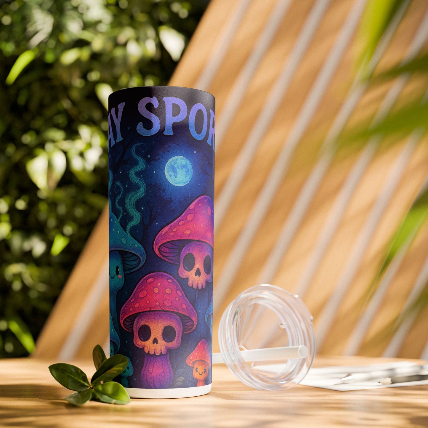 Stay Spooky Skinny Tumbler with Straw, 20oz - Cute Mushroom Design for Halloween