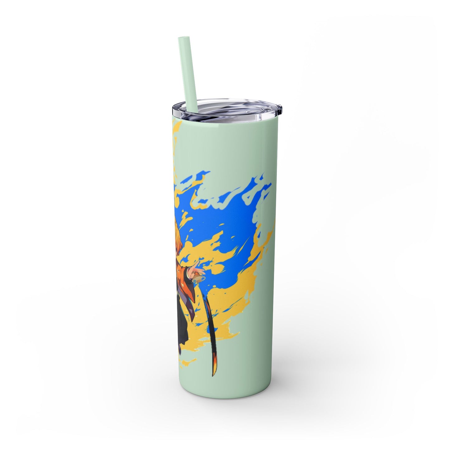 Demon slayer zenitsu Skinny Tumbler with Straw, 20oz