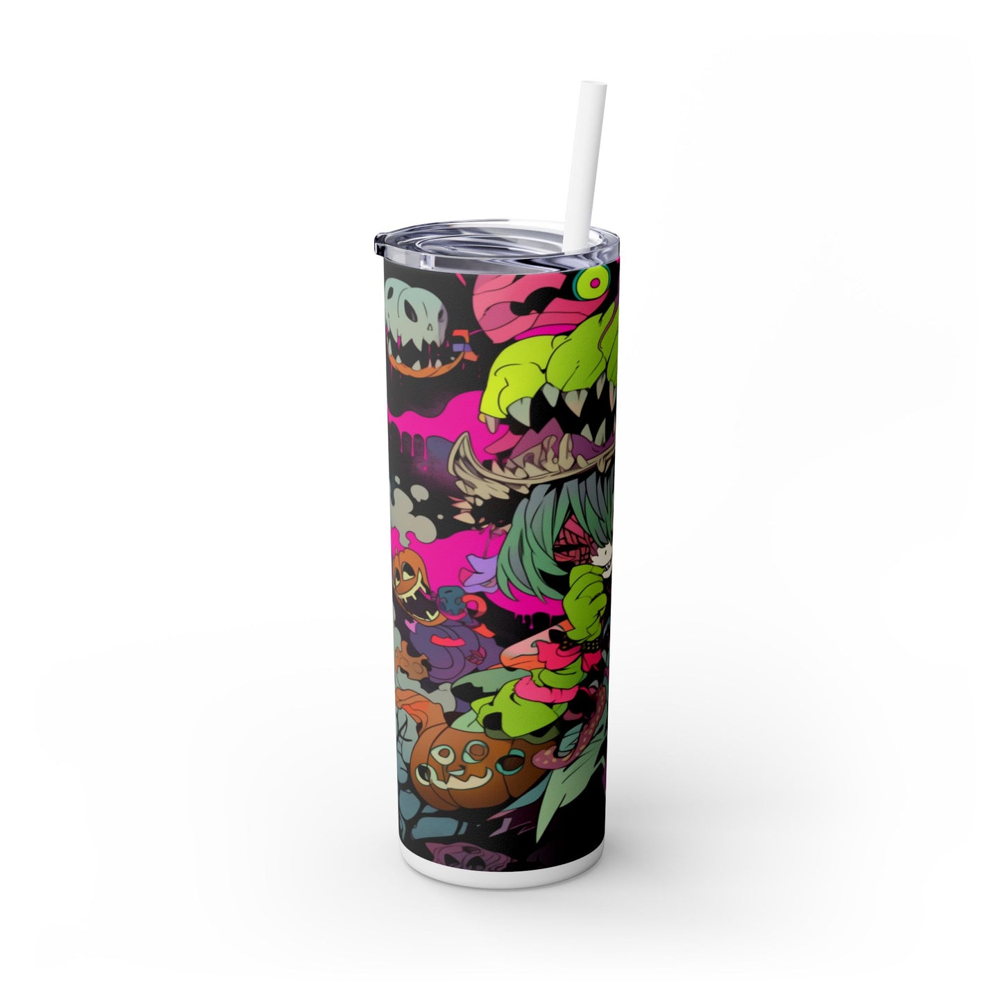 Zombie girl Skinny Tumbler with Straw, 20oz