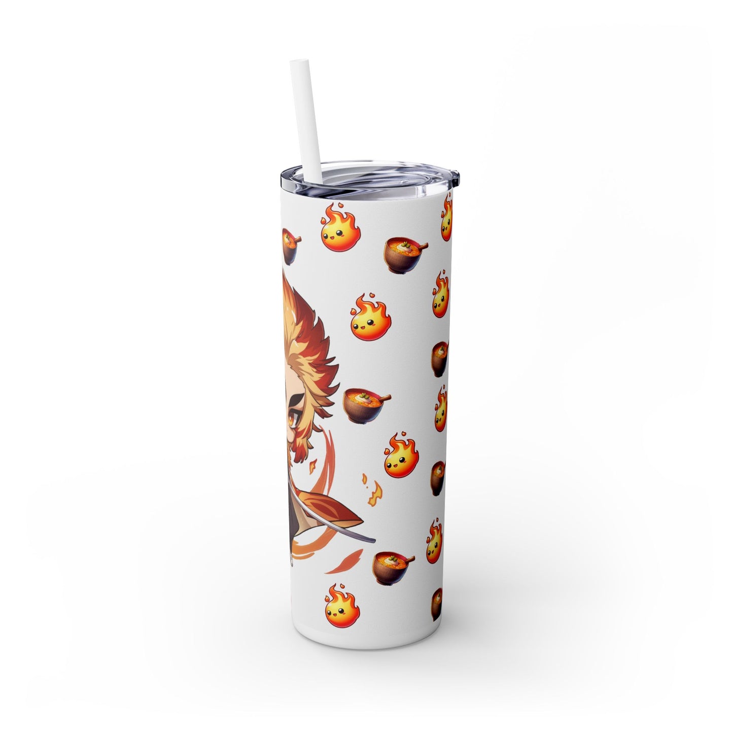Chibi kyojuro Skinny Tumbler with Straw, 20oz