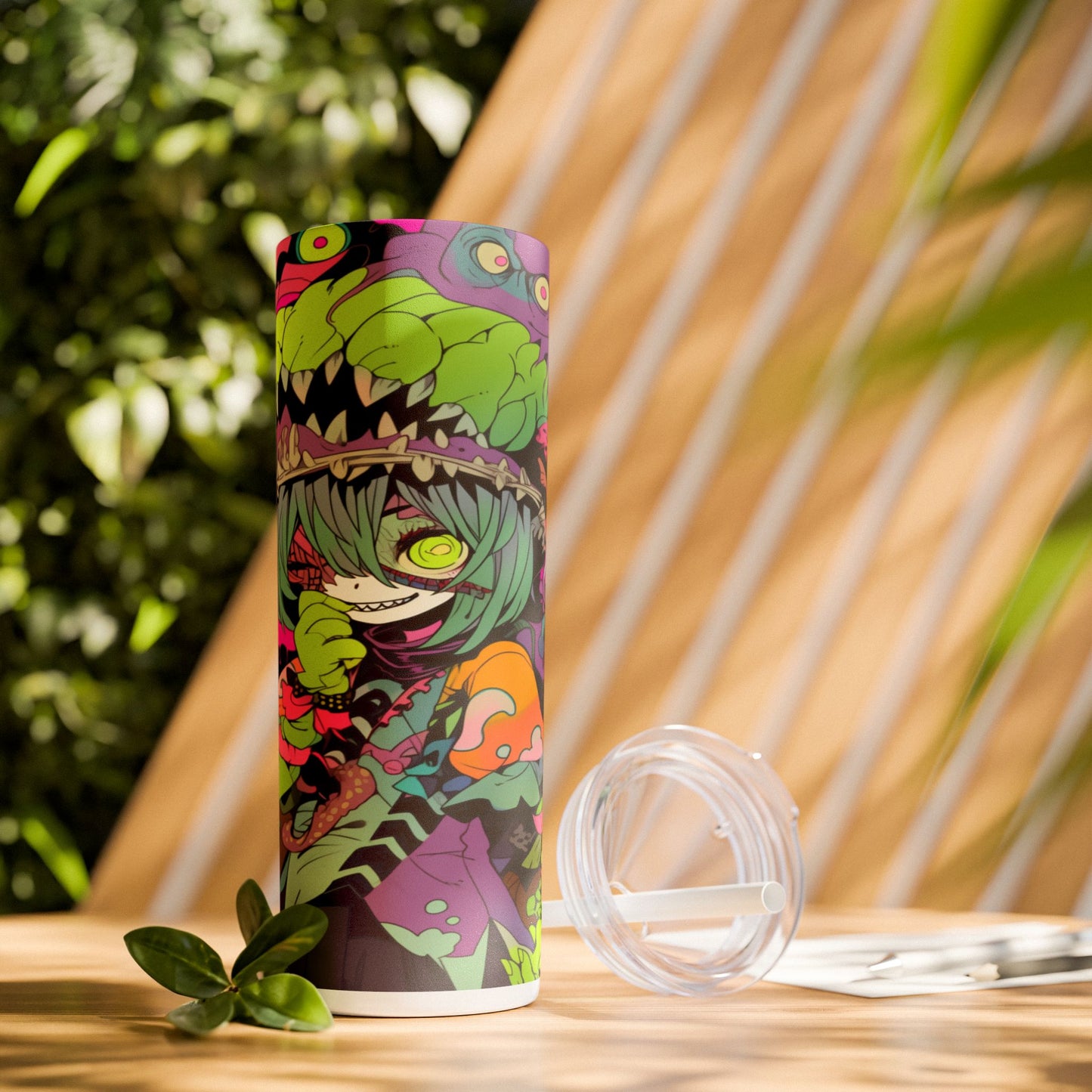 Zombie girl Skinny Tumbler with Straw, 20oz