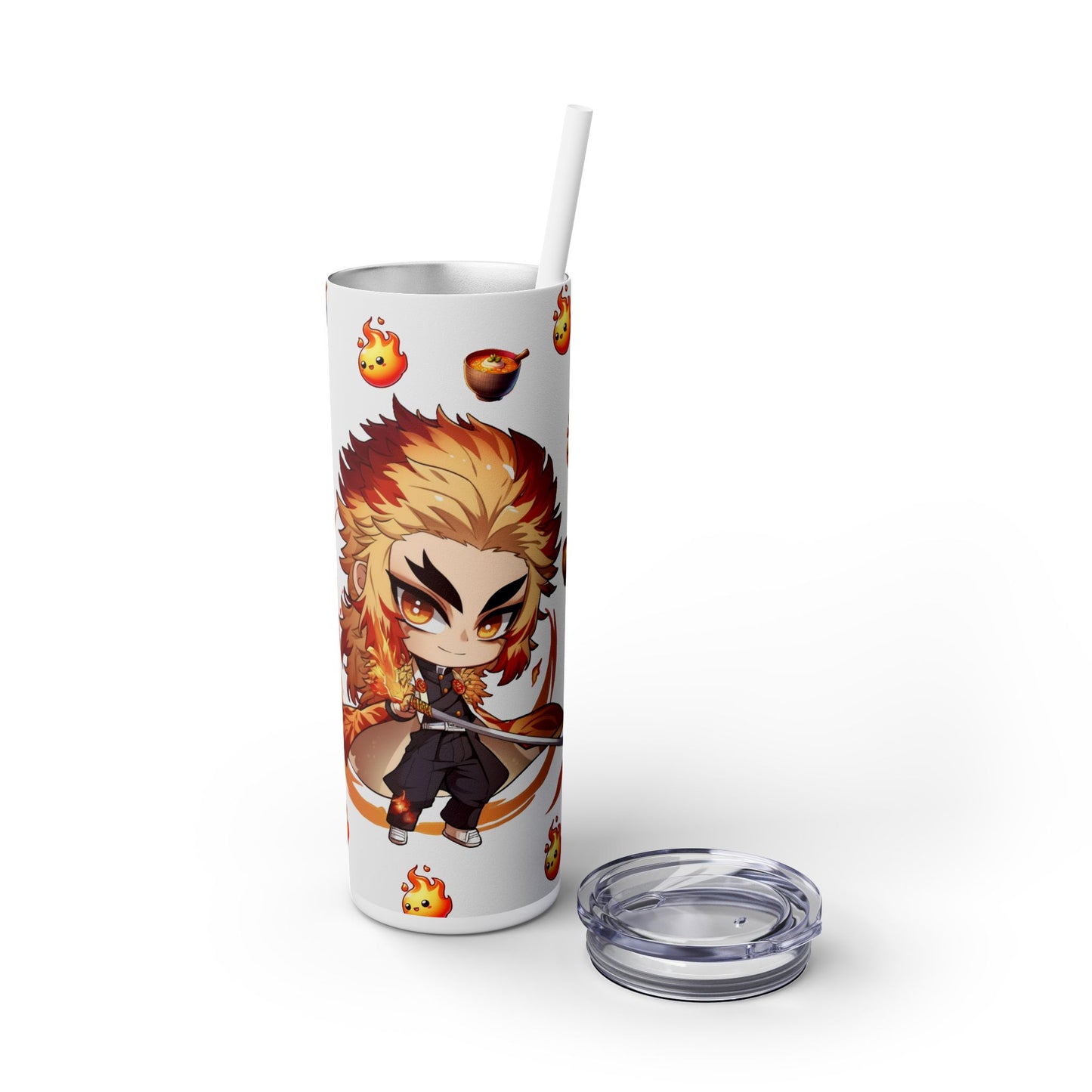 Chibi kyojuro Skinny Tumbler with Straw, 20oz