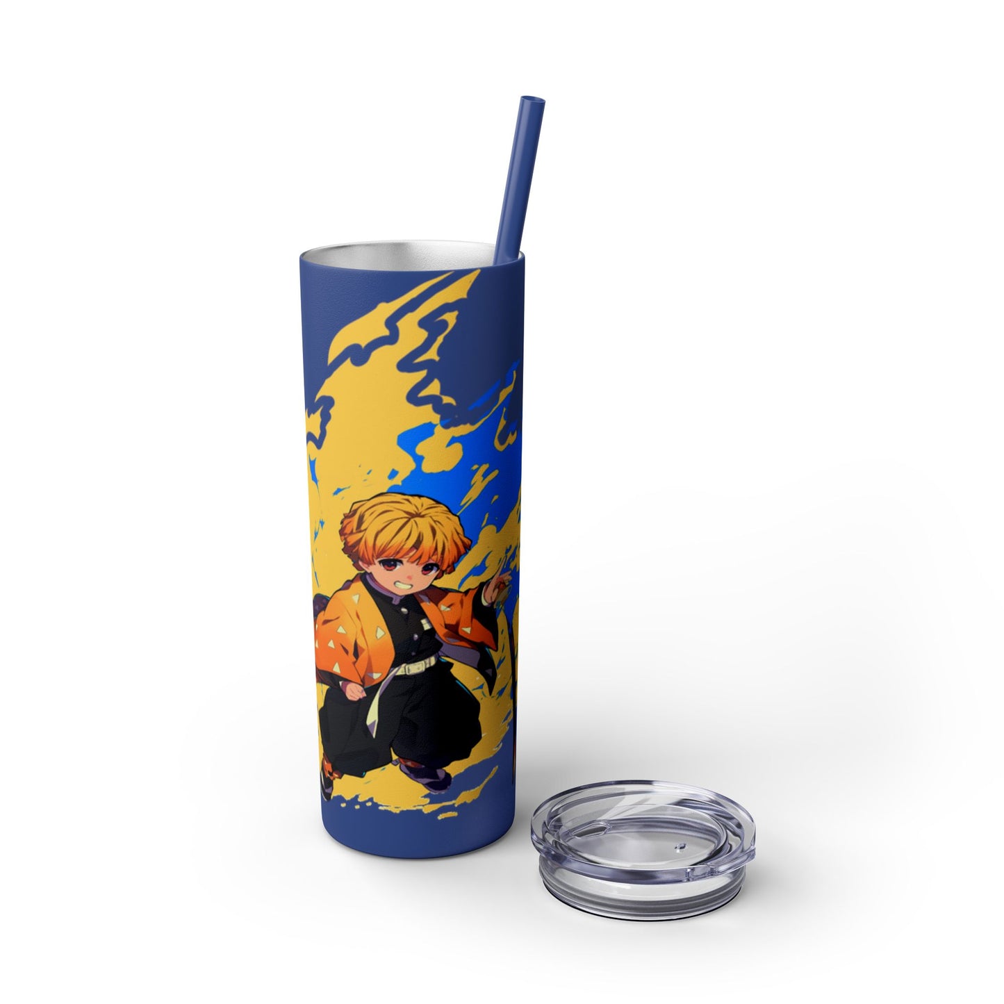 Demon slayer zenitsu Skinny Tumbler with Straw, 20oz