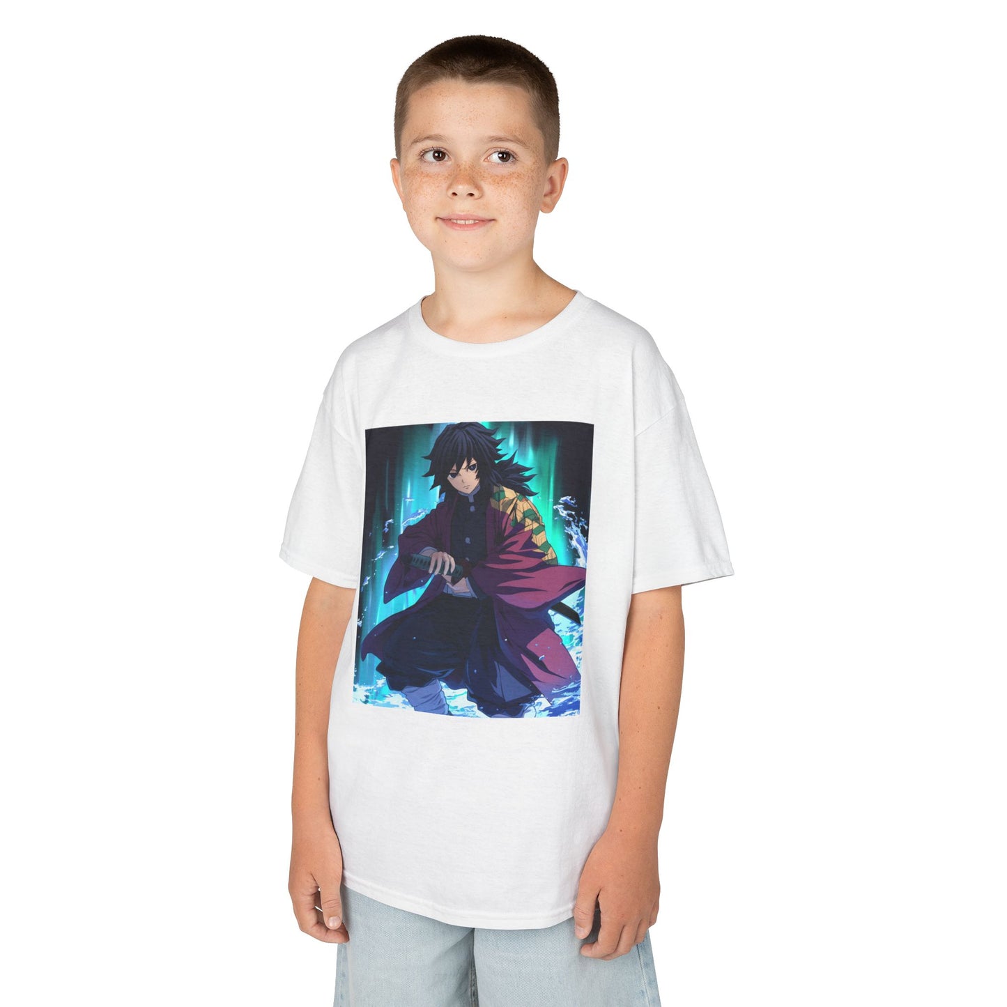 Anime Inspired Kids Tee - Front Graphic & Back Kanji Design