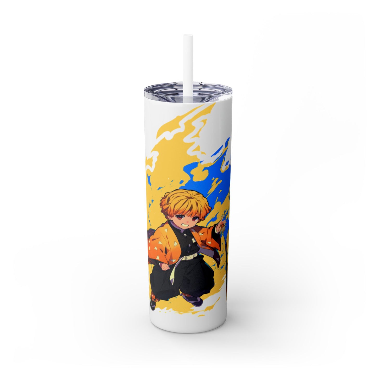 Demon slayer zenitsu Skinny Tumbler with Straw, 20oz