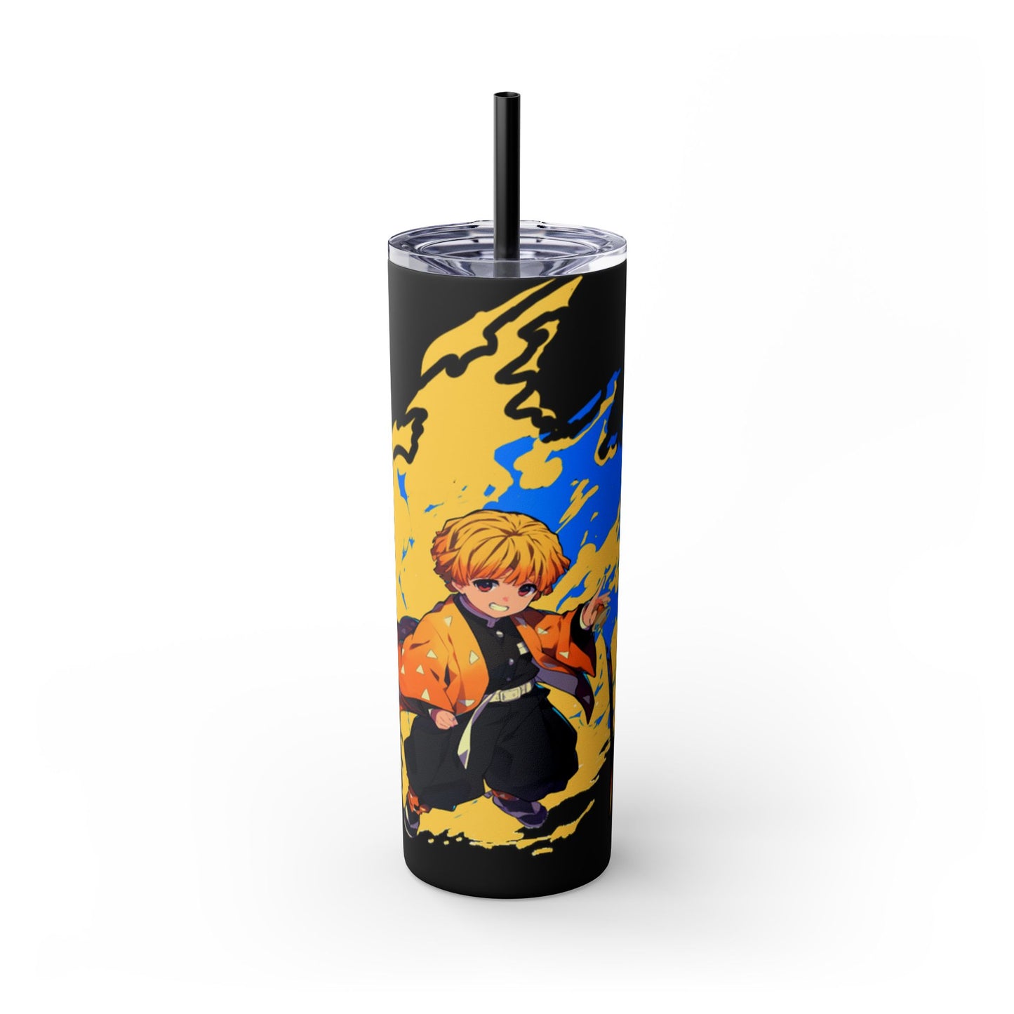 Demon slayer zenitsu Skinny Tumbler with Straw, 20oz