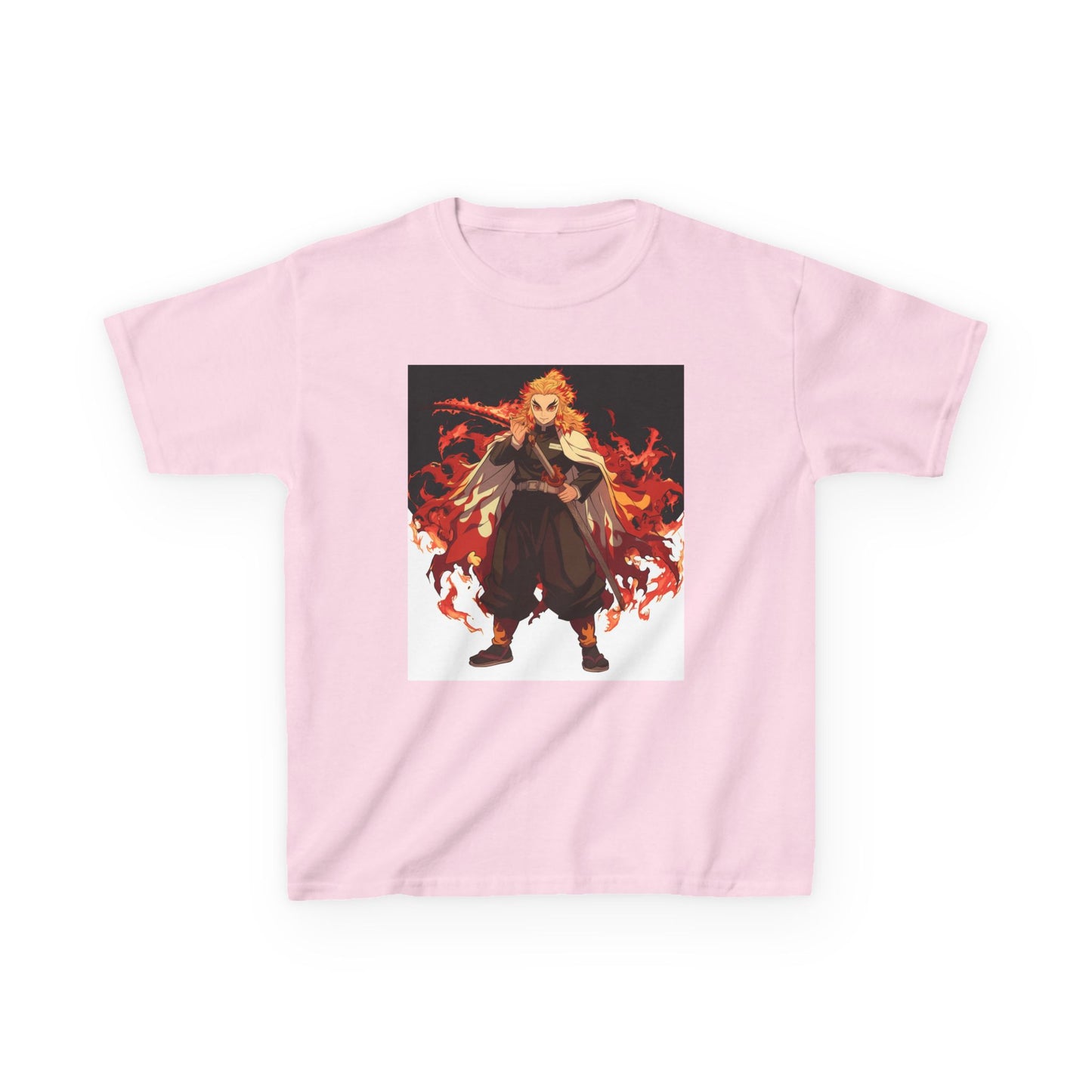 Kids Heavy Cotton™ Tee - Fiery Hero Design with Japanese Kanji