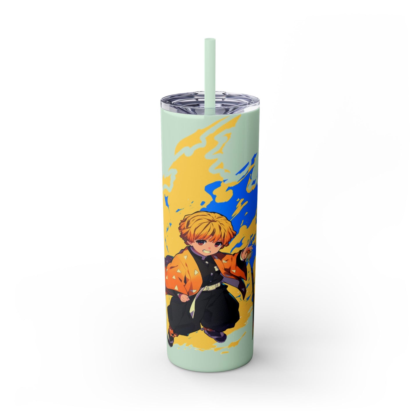 Demon slayer zenitsu Skinny Tumbler with Straw, 20oz