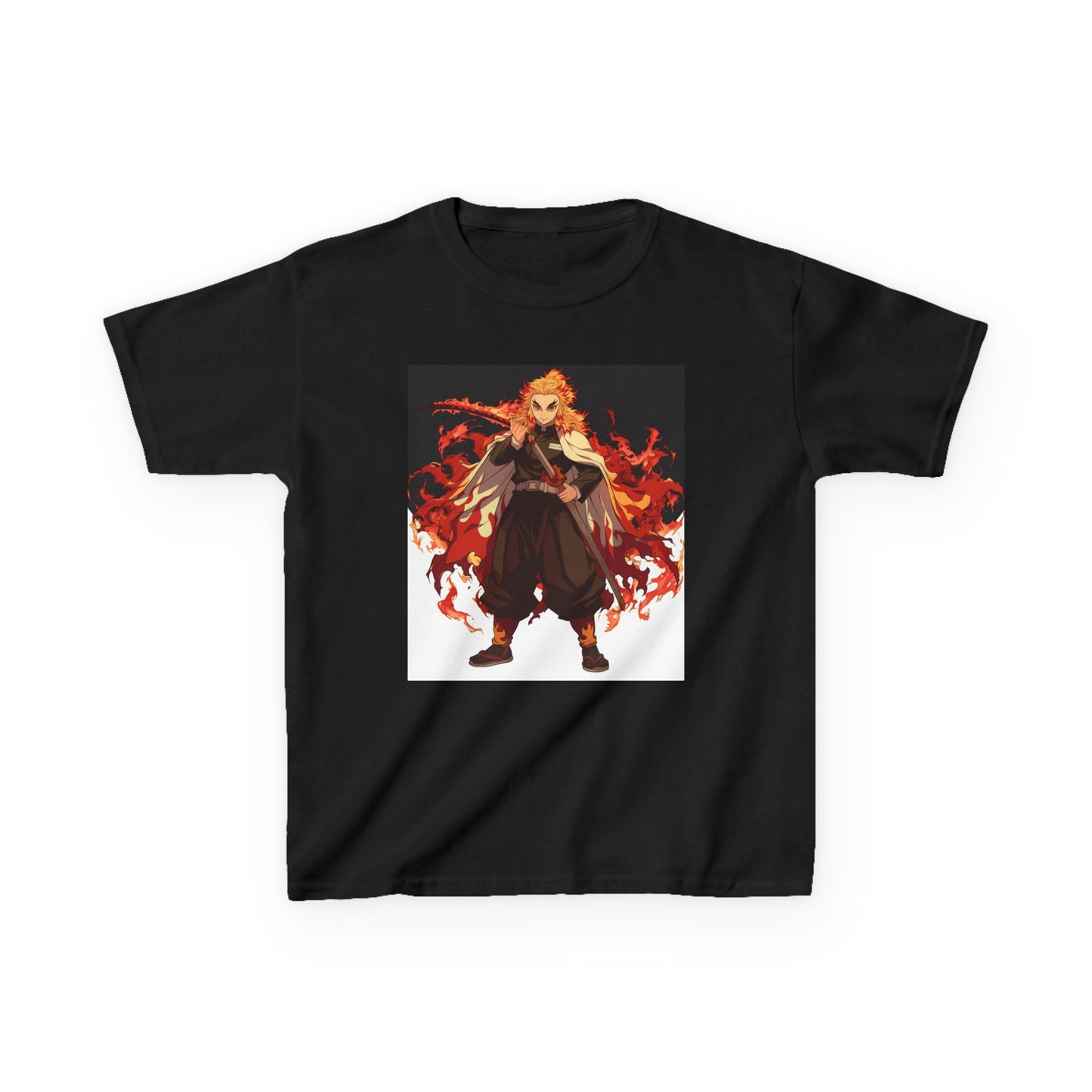 Kids Heavy Cotton™ Tee - Fiery Hero Design with Japanese Kanji