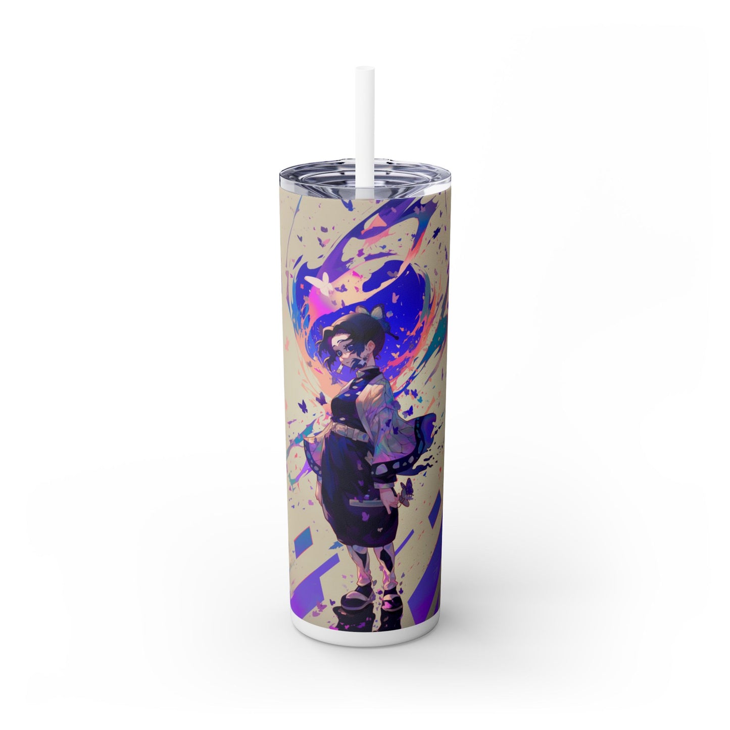 Demon slayer shinobu Skinny Tumbler with Straw, 20oz