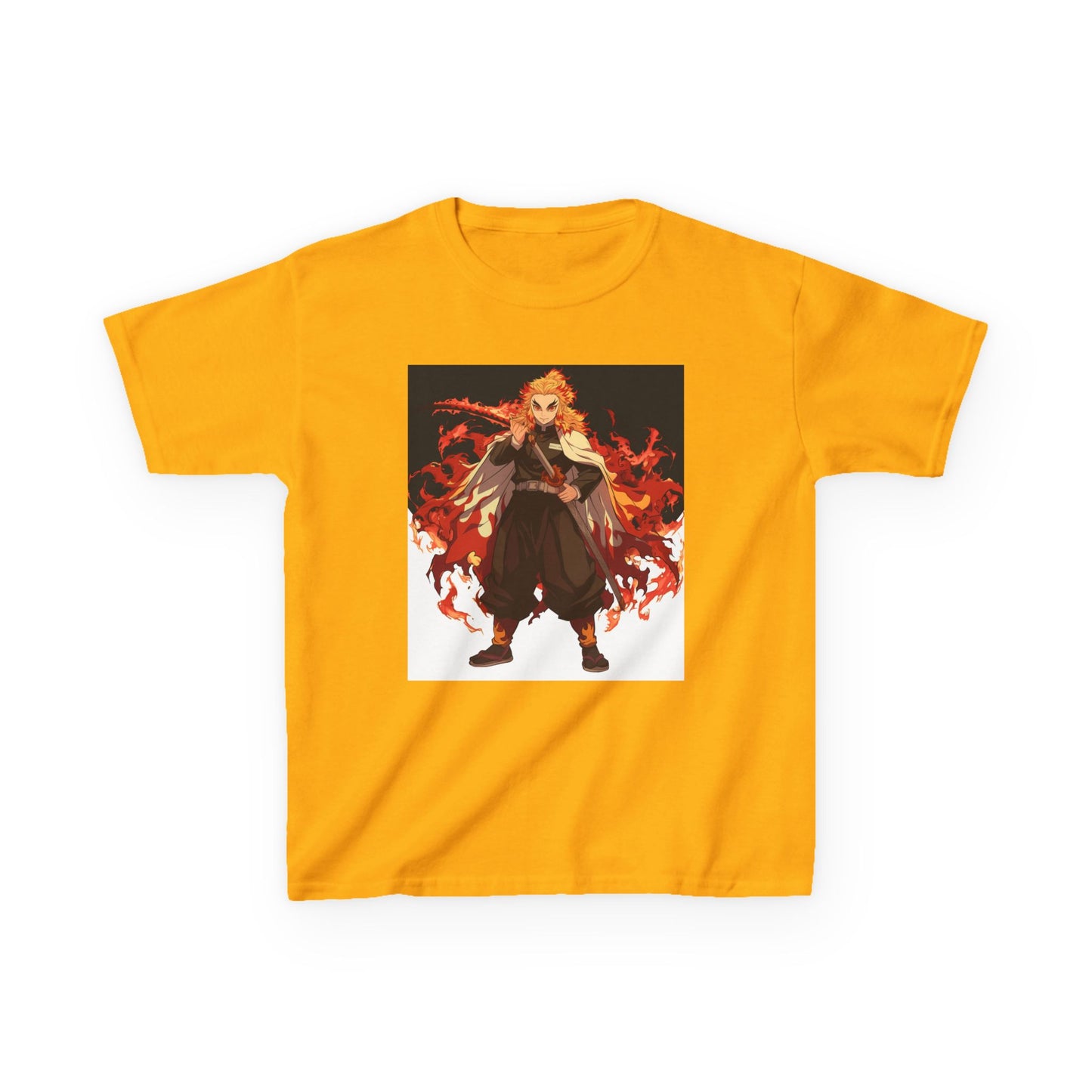 Kids Heavy Cotton™ Tee - Fiery Hero Design with Japanese Kanji