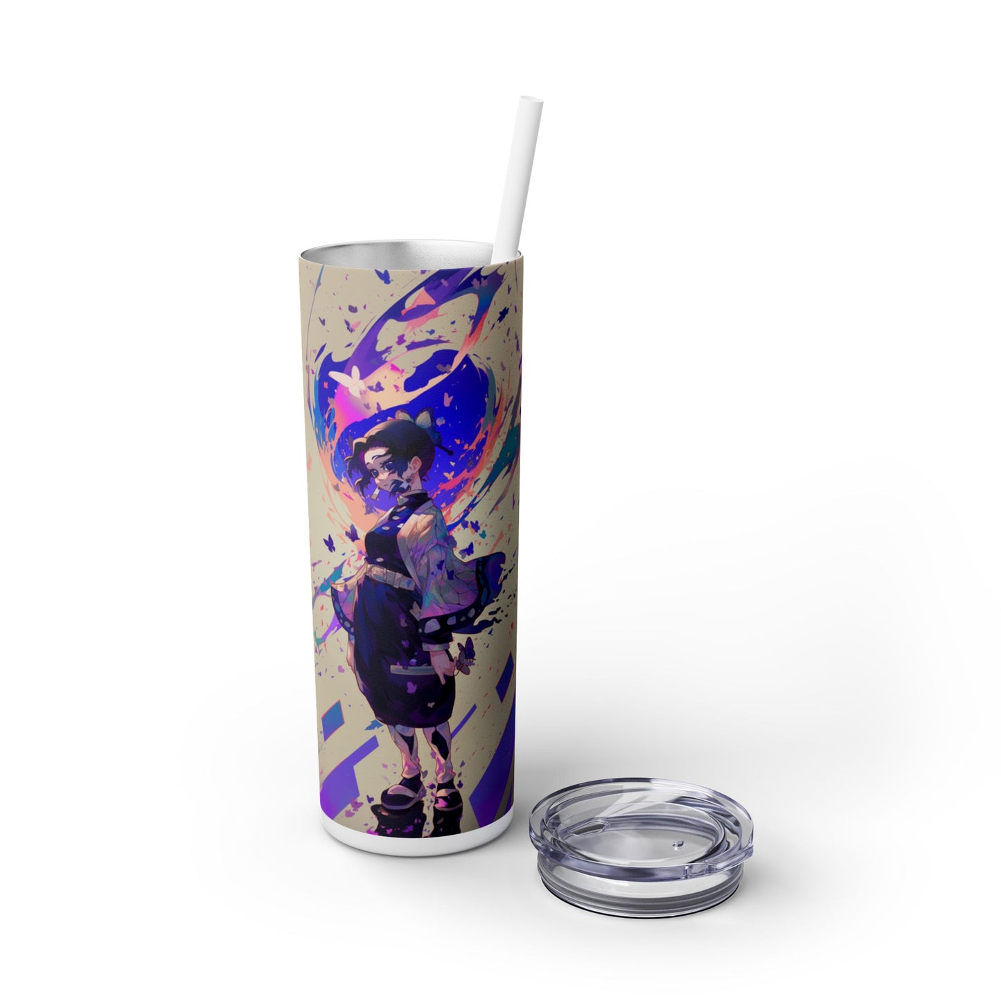 Demon slayer shinobu Skinny Tumbler with Straw, 20oz