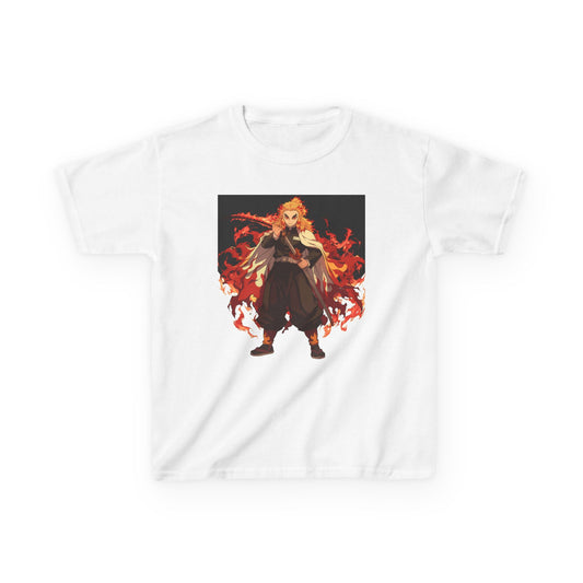 Kids Heavy Cotton™ Tee - Fiery Hero Design with Japanese Kanji