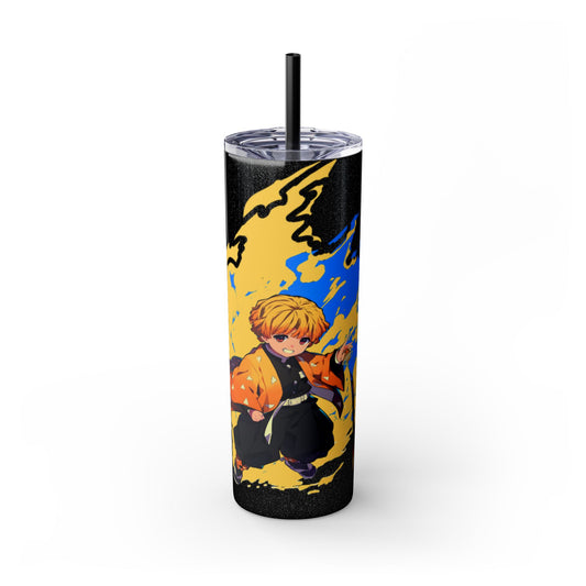 Demon slayer zenitsu Skinny Tumbler with Straw, 20oz