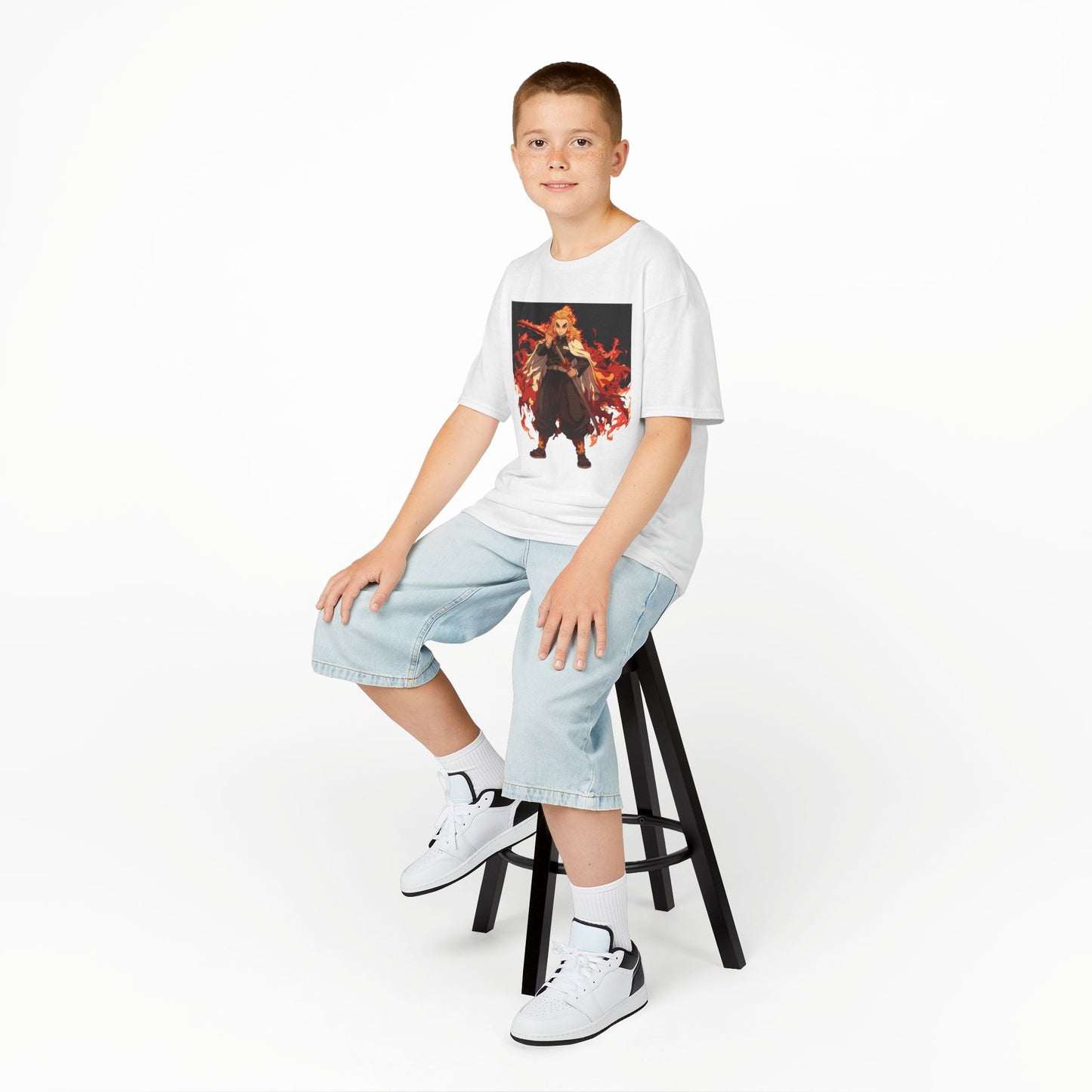 Kids Heavy Cotton™ Tee - Fiery Hero Design with Japanese Kanji
