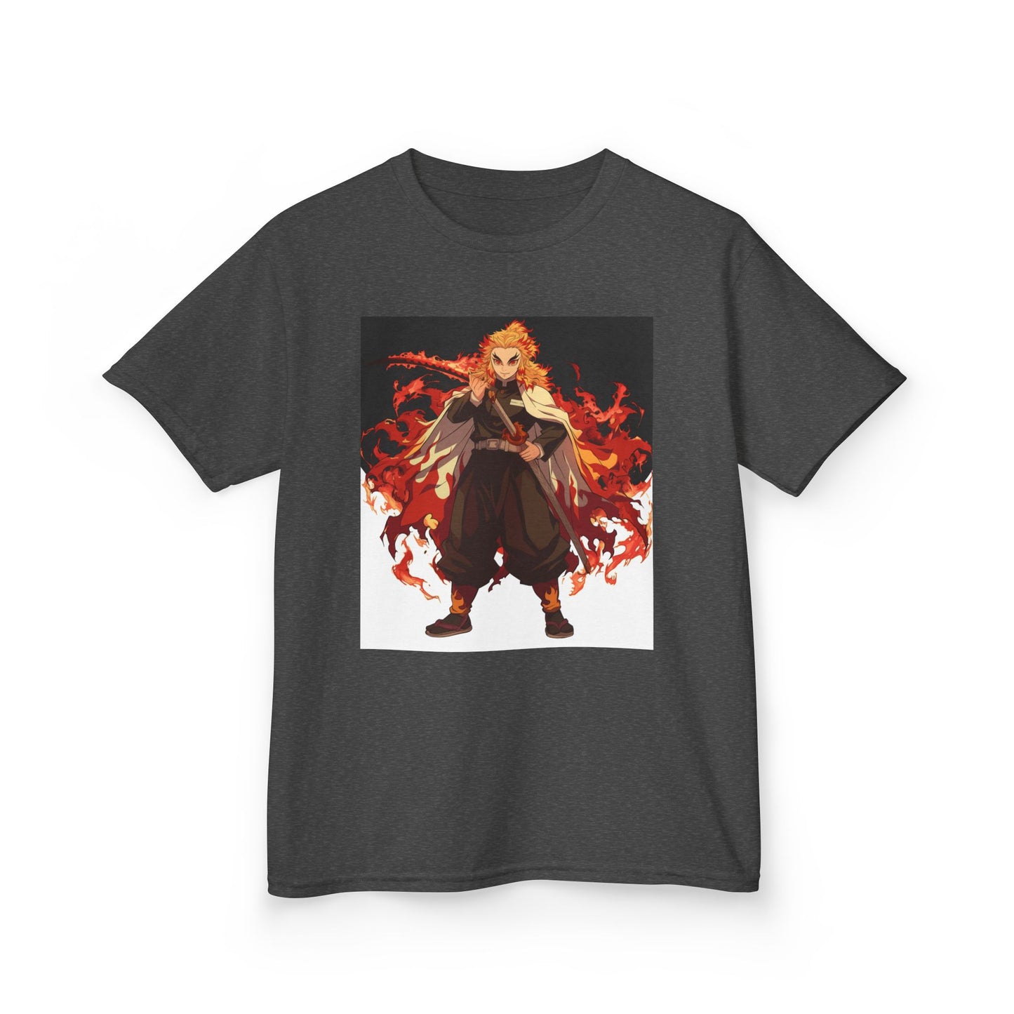 Kids Heavy Cotton™ Tee - Fiery Hero Design with Japanese Kanji