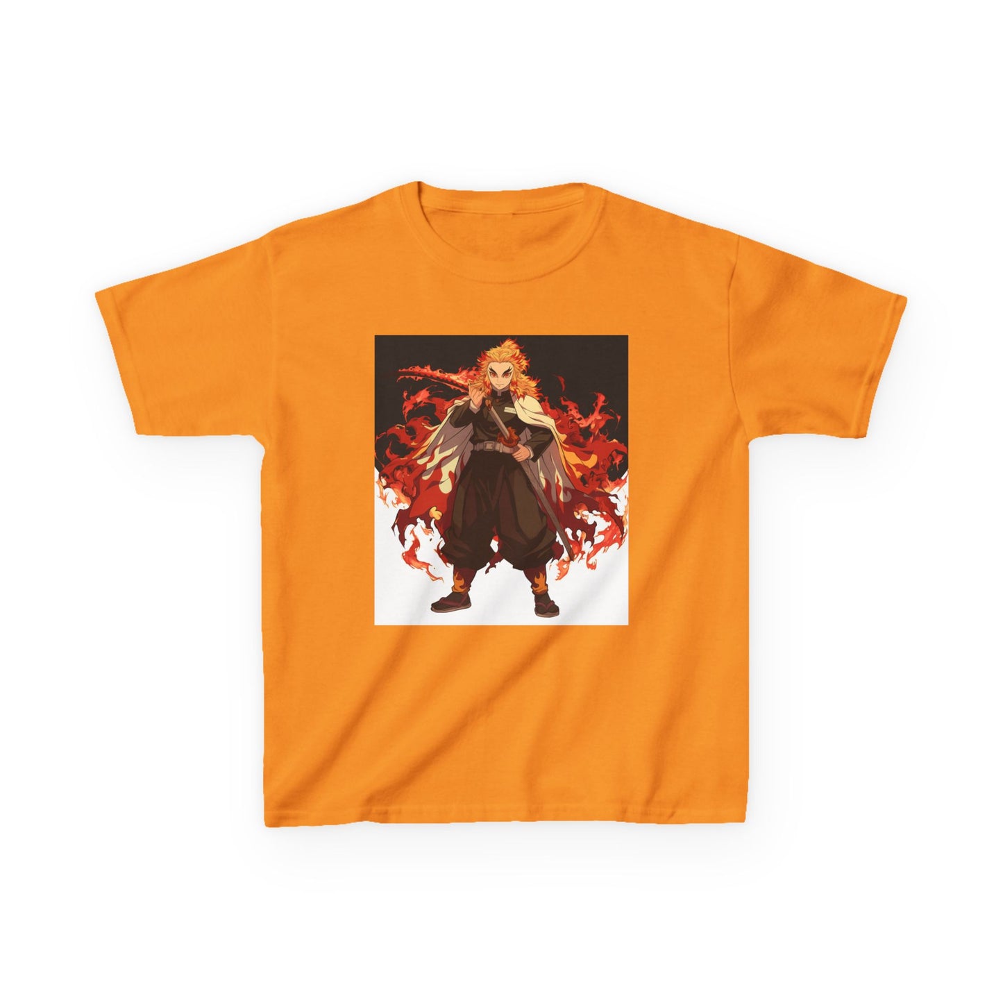 Kids Heavy Cotton™ Tee - Fiery Hero Design with Japanese Kanji