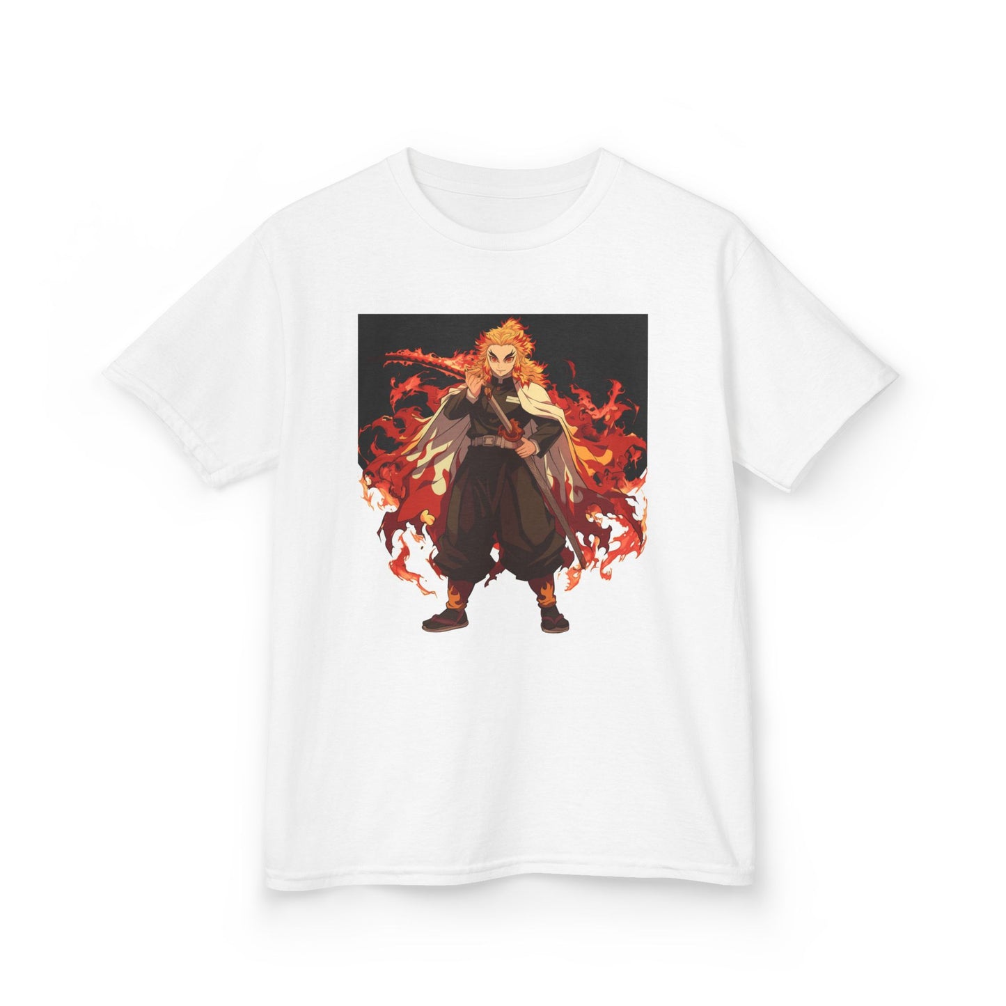 Kids Heavy Cotton™ Tee - Fiery Hero Design with Japanese Kanji