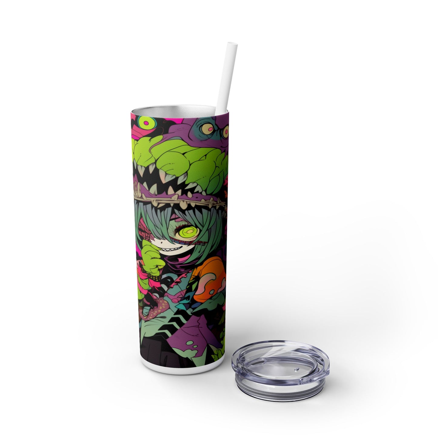 Zombie girl Skinny Tumbler with Straw, 20oz