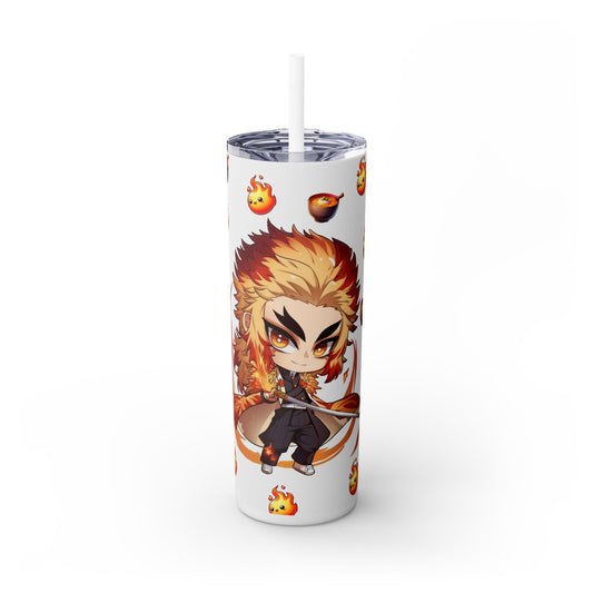 Chibi kyojuro Skinny Tumbler with Straw, 20oz